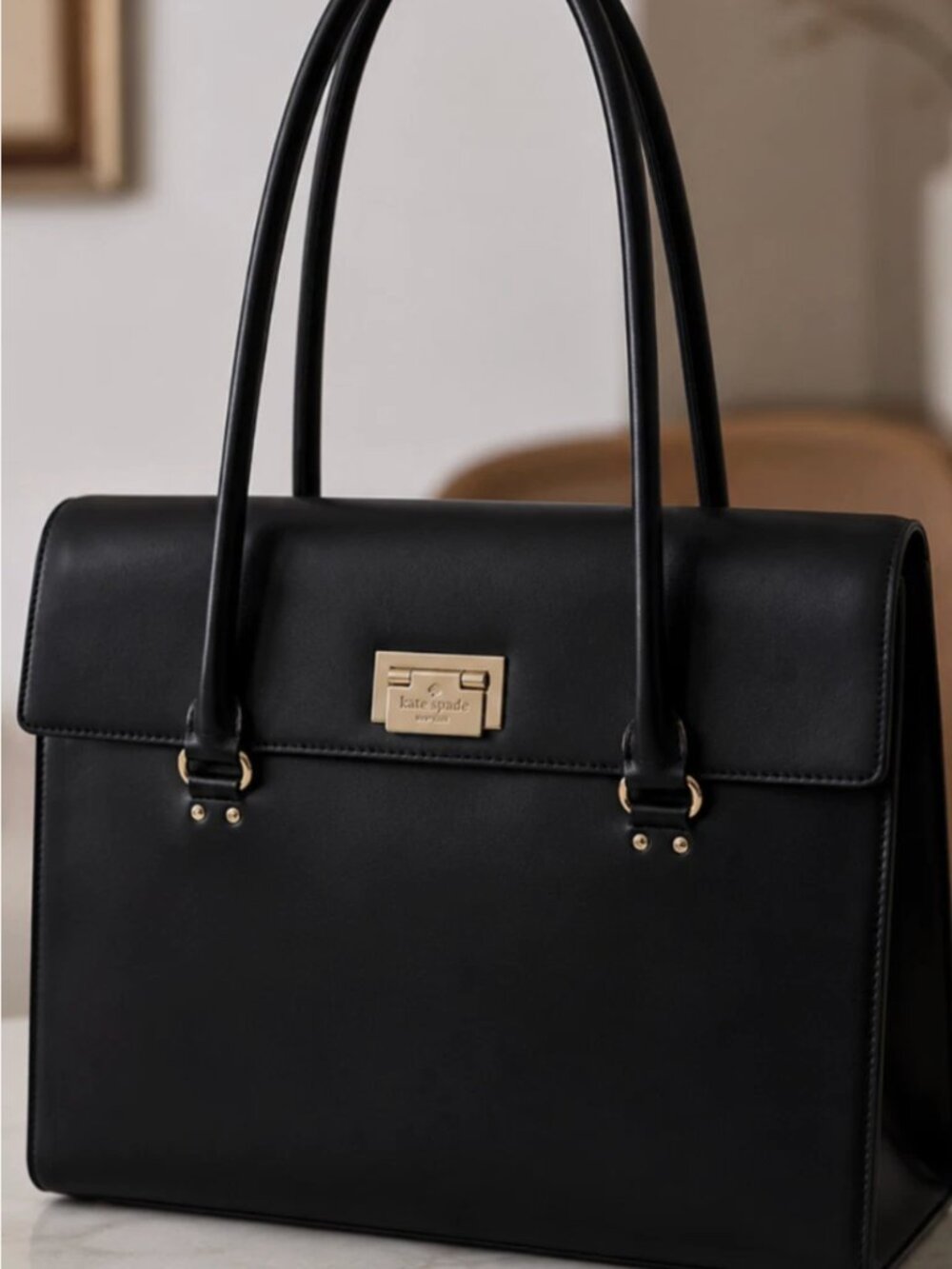 Kate Spade New York Black Sinclair Harwood Leather Satchel Purse NWOT